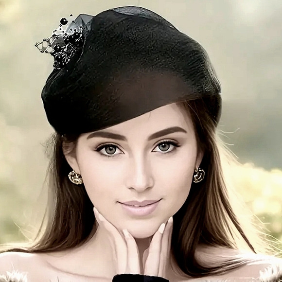 Classy Sophisticated Unique Black Tulle Pillbox Fascinator Church Tea Me… - Picture 1 of 2